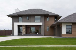 Modern Prairie Custom Home exterior built by Radiant Homes, Fargo, ND home builder