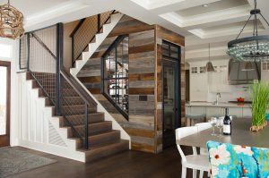 Shoreham Lake Home Reclaimed Wood wine cellar by Radiant Homes