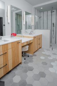 Master Bathroom with grey hexagonal tile