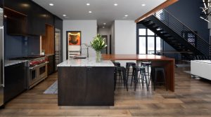 Contemporary Kitchen Island with granite countertops